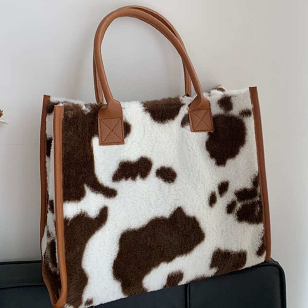 Brown Cow Print Tote Bag - Picture 4 of 12